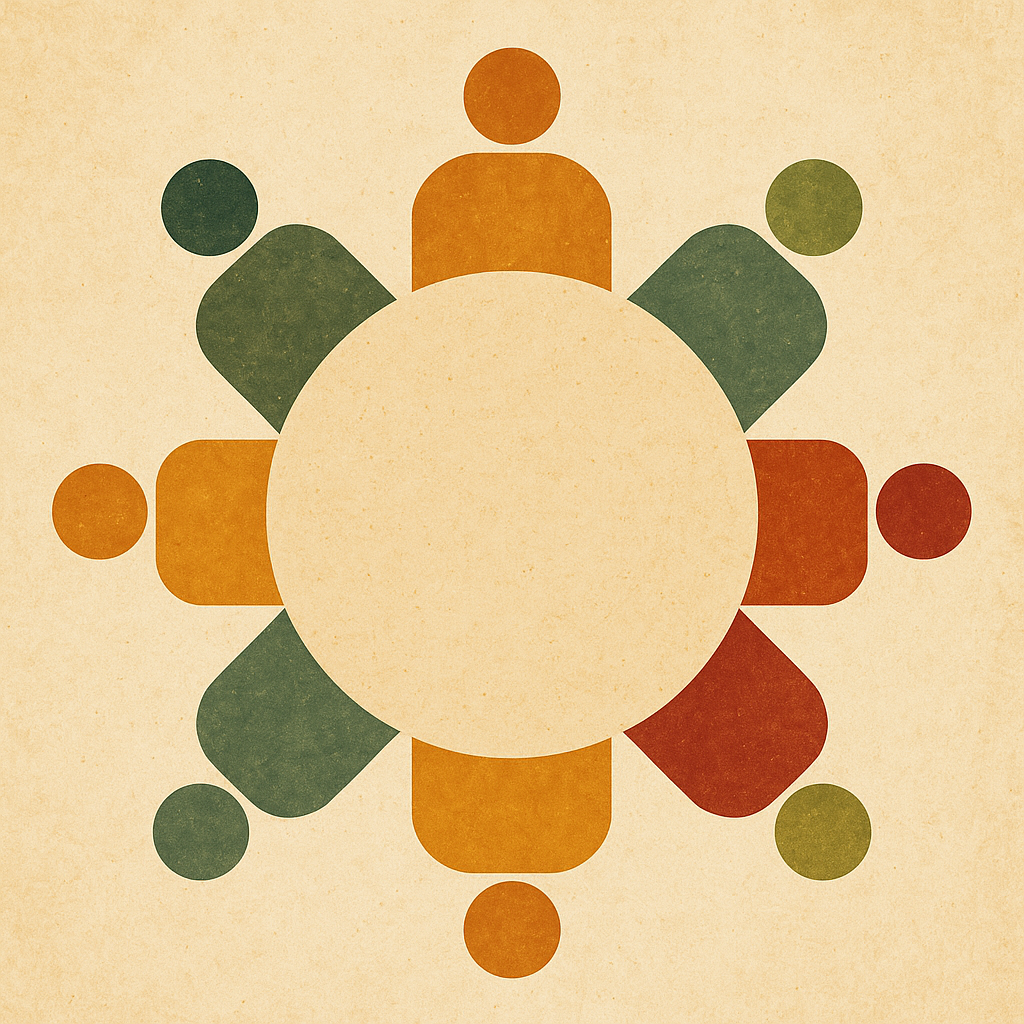 Ikonisk billede af en bestyrelse omkring et rundt bord.